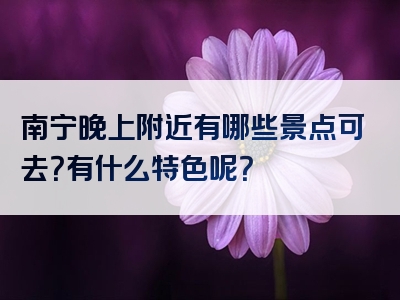 南宁晚上附近有哪些景点可去？有什么特色呢？