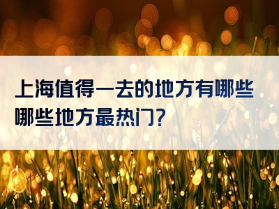 上海值得一去的地方有哪些哪些地方最热门？
