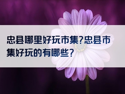 忠县哪里好玩市集？忠县市集好玩的有哪些？