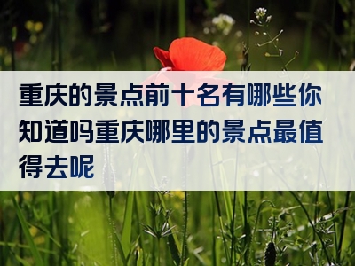 重庆的景点前十名有哪些你知道吗重庆哪里的景点最值得去呢