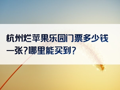 杭州烂苹果乐园门票多少钱一张？哪里能买到？