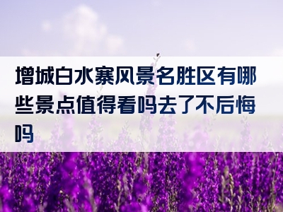 增城白水寨风景名胜区有哪些景点值得看吗去了不后悔吗