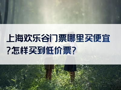 上海欢乐谷门票哪里买便宜？怎样买到低价票？