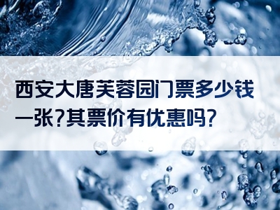 西安大唐芙蓉园门票多少钱一张？其票价有优惠吗？