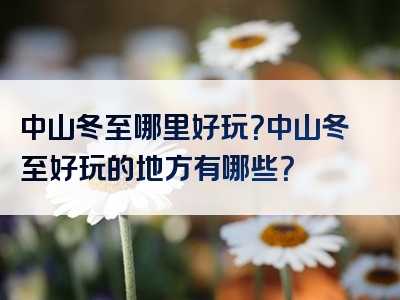 中山冬至哪里好玩？中山冬至好玩的地方有哪些？