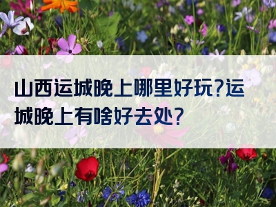 山西运城晚上哪里好玩？运城晚上有啥好去处？