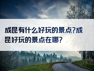 成昆有什么好玩的景点？成昆好玩的景点在哪？