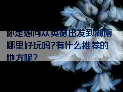 你是想问从英德出发到湖南哪里好玩吗？有什么推荐的地方呢？