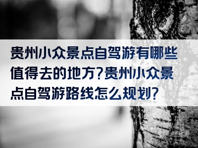 贵州小众景点自驾游有哪些值得去的地方？贵州小众景点自驾游路线怎么规划？