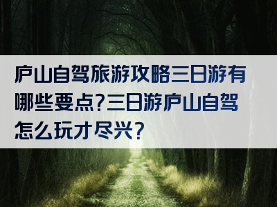 庐山自驾旅游攻略三日游有哪些要点？三日游庐山自驾怎么玩才尽兴？