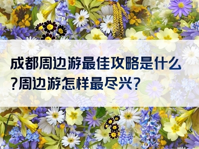 成都周边游最佳攻略是什么？周边游怎样最尽兴？