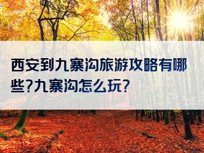 西安到九寨沟旅游攻略有哪些？九寨沟怎么玩？