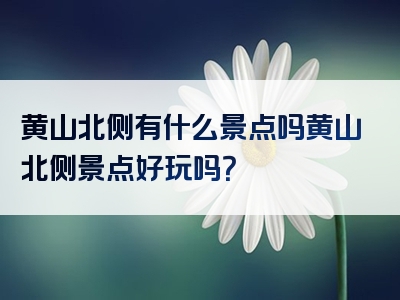 黄山北侧有什么景点吗黄山北侧景点好玩吗？