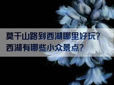 莫干山路到西湖哪里好玩？西湖有哪些小众景点？