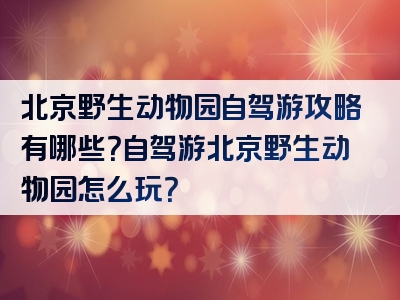 北京野生动物园自驾游攻略有哪些？自驾游北京野生动物园怎么玩？