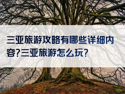 三亚旅游攻略有哪些详细内容？三亚旅游怎么玩？