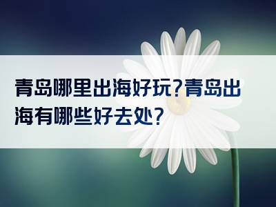 青岛哪里出海好玩？青岛出海有哪些好去处？
