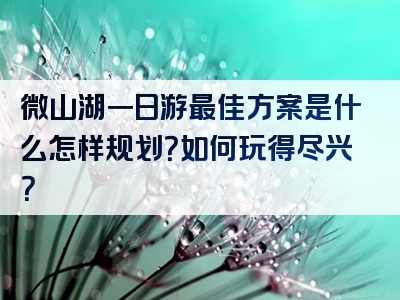 微山湖一日游最佳方案是什么怎样规划？如何玩得尽兴？