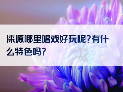 涞源哪里唱戏好玩呢？有什么特色吗？