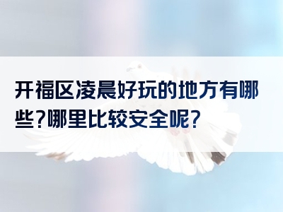开福区凌晨好玩的地方有哪些？哪里比较安全呢？