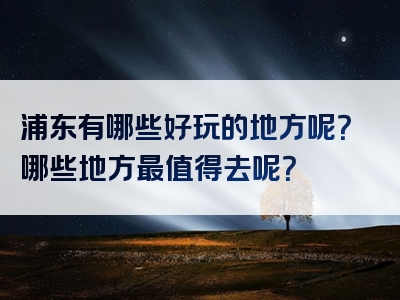 浦东有哪些好玩的地方呢？哪些地方最值得去呢？