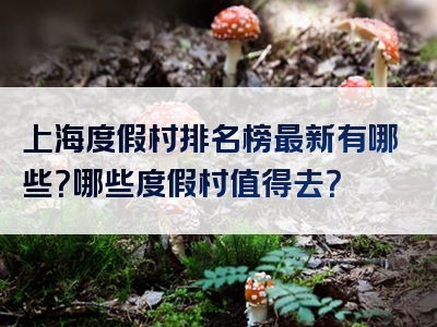 上海度假村排名榜最新有哪些？哪些度假村值得去？