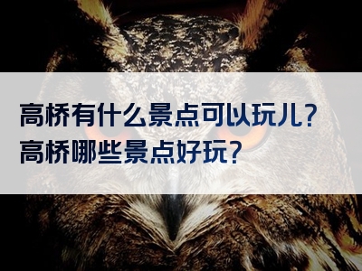 高桥有什么景点可以玩儿？高桥哪些景点好玩？