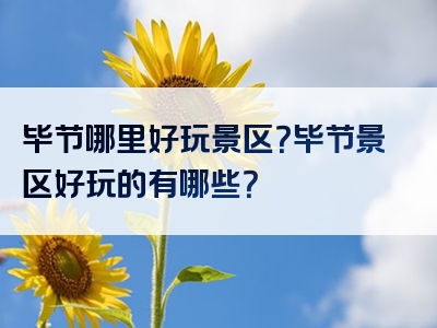 毕节哪里好玩景区？毕节景区好玩的有哪些？