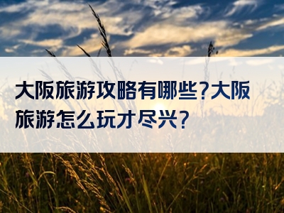 大阪旅游攻略有哪些？大阪旅游怎么玩才尽兴？