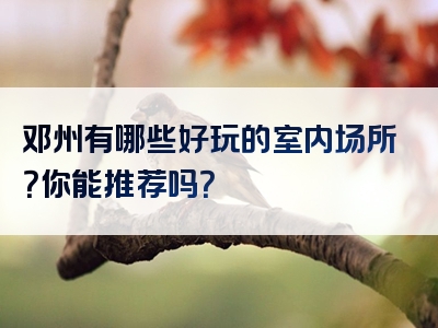 邓州有哪些好玩的室内场所？你能推荐吗？