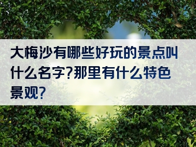 大梅沙有哪些好玩的景点叫什么名字？那里有什么特色景观？