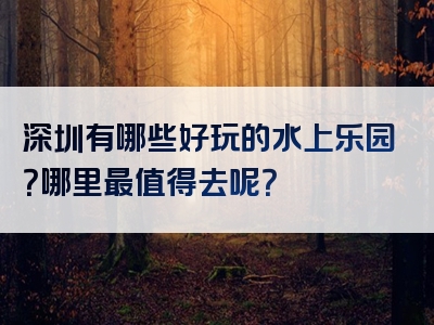 深圳有哪些好玩的水上乐园？哪里最值得去呢？