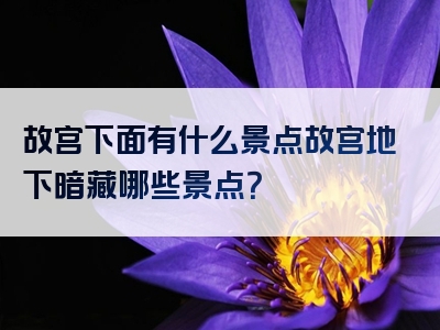 故宫下面有什么景点故宫地下暗藏哪些景点？
