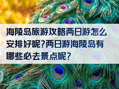 海陵岛旅游攻略两日游怎么安排好呢？两日游海陵岛有哪些必去景点呢？