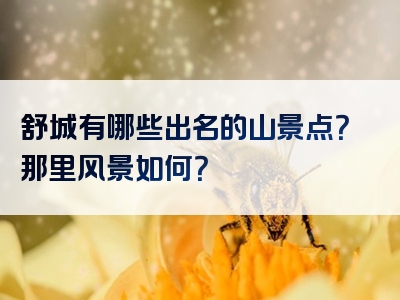 舒城有哪些出名的山景点？那里风景如何？