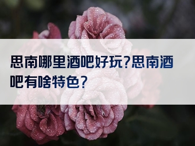 思南哪里酒吧好玩？思南酒吧有啥特色？