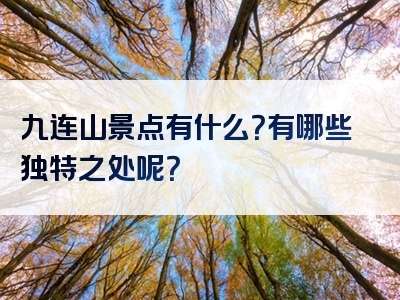 九连山景点有什么？有哪些独特之处呢？