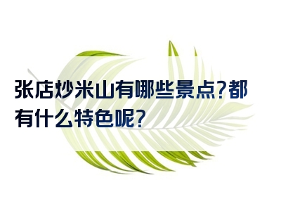张店炒米山有哪些景点？都有什么特色呢？