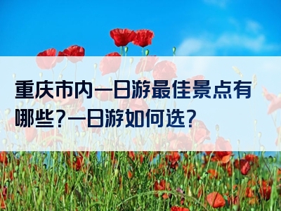 重庆市内一日游最佳景点有哪些？一日游如何选？