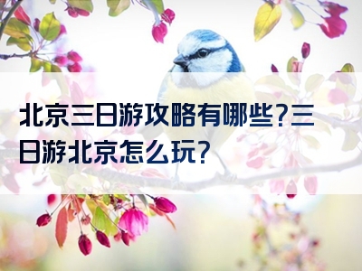 北京三日游攻略有哪些？三日游北京怎么玩？