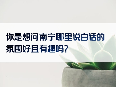 你是想问南宁哪里说白话的氛围好且有趣吗？