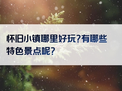 怀旧小镇哪里好玩？有哪些特色景点呢？