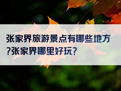 张家界旅游景点有哪些地方？张家界哪里好玩？