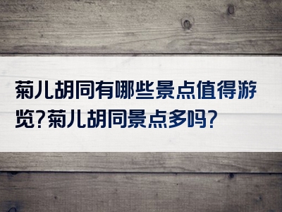 菊儿胡同有哪些景点值得游览？菊儿胡同景点多吗？