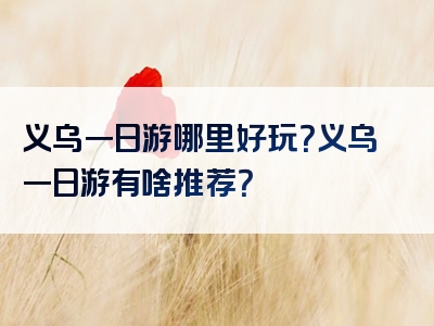 义乌一日游哪里好玩？义乌一日游有啥推荐？