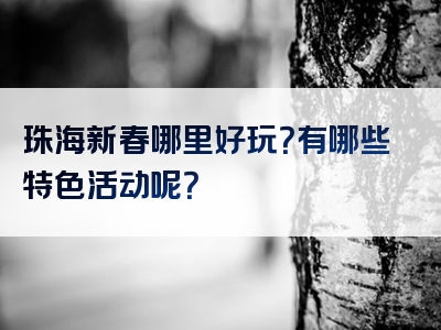 珠海新春哪里好玩？有哪些特色活动呢？