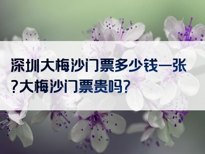 深圳大梅沙门票多少钱一张？大梅沙门票贵吗？