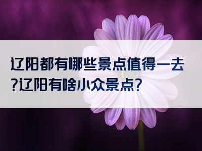 辽阳都有哪些景点值得一去？辽阳有啥小众景点？