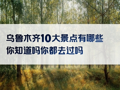 乌鲁木齐10大景点有哪些你知道吗你都去过吗