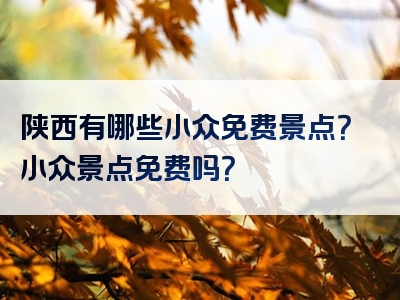 陕西有哪些小众免费景点？小众景点免费吗？